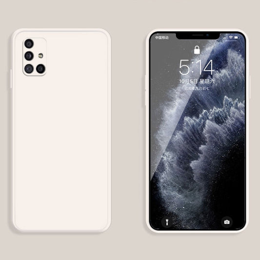 For Samsung Galaxy A71 Solid Color Imitation Liquid Silicone Straight Edge Dropproof Full Coverage Protective Case(White) by buy2fix