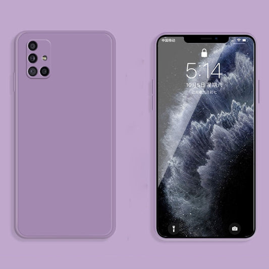 For Samsung Galaxy M51 Solid Color Imitation Liquid Silicone Straight Edge Dropproof Full Coverage Protective Case(Purple) by buy2fix
