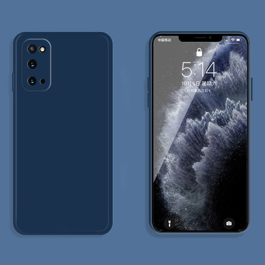 For Samsung Galaxy S20 Solid Color Imitation Liquid Silicone Straight Edge Dropproof Full Coverage Protective Case(Blue) by buy2fix