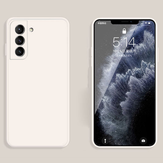 For Samsung Galaxy S21 5G Solid Color Imitation Liquid Silicone Straight Edge Dropproof Full Coverage Protective Case(White) by buy2fix