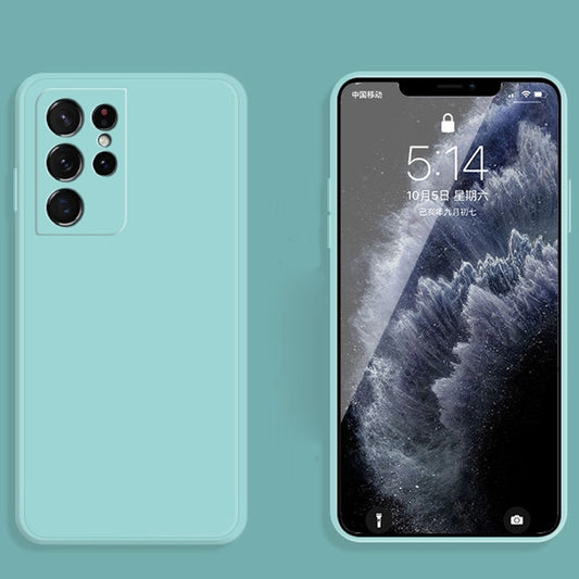 For Samsung Galaxy S21 Ultra 5G Solid Color Imitation Liquid Silicone Straight Edge Dropproof Full Coverage Protective Case(Sky Blue) by buy2fix