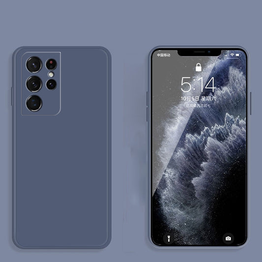 For Samsung Galaxy S21 Ultra 5G Solid Color Imitation Liquid Silicone Straight Edge Dropproof Full Coverage Protective Case(Grey) by buy2fix