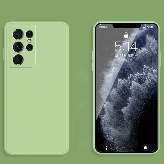 For Samsung Galaxy S21 Ultra 5G Solid Color Imitation Liquid Silicone Straight Edge Dropproof Full Coverage Protective Case(Matcha Green) by buy2fix