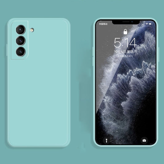 For Samsung Galaxy S21+ 5G Solid Color Imitation Liquid Silicone Straight Edge Dropproof Full Coverage Protective Case(Sky Blue) by buy2fix