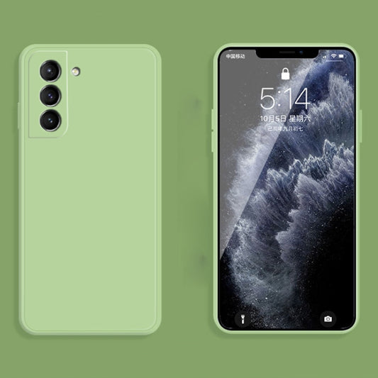 For Samsung Galaxy S21+ 5G Solid Color Imitation Liquid Silicone Straight Edge Dropproof Full Coverage Protective Case(Matcha Green) by buy2fix