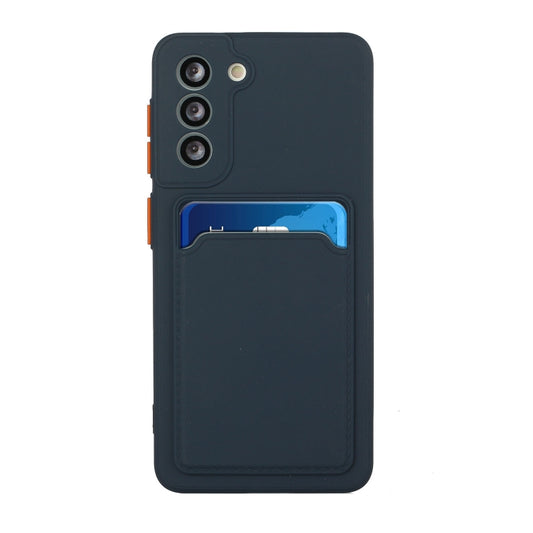 For Samsung Galaxy S21 5G Card Slot Design Shockproof TPU Protective Case(Dark Blue) by buy2fix