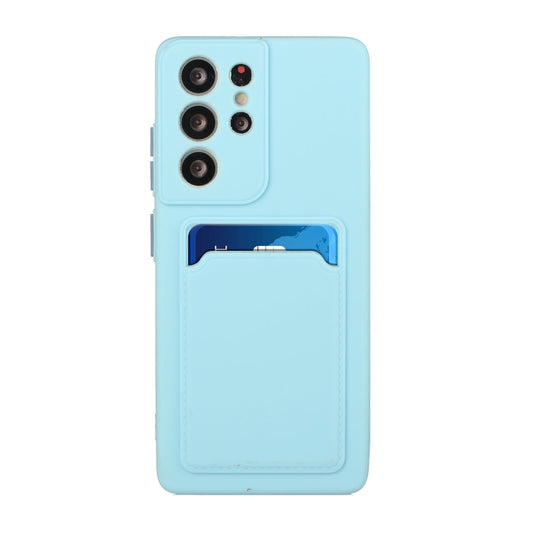 For Samsung Galaxy S21 Ultra 5G Card Slot Design Shockproof TPU Protective Case(Sky Blue) by buy2fix
