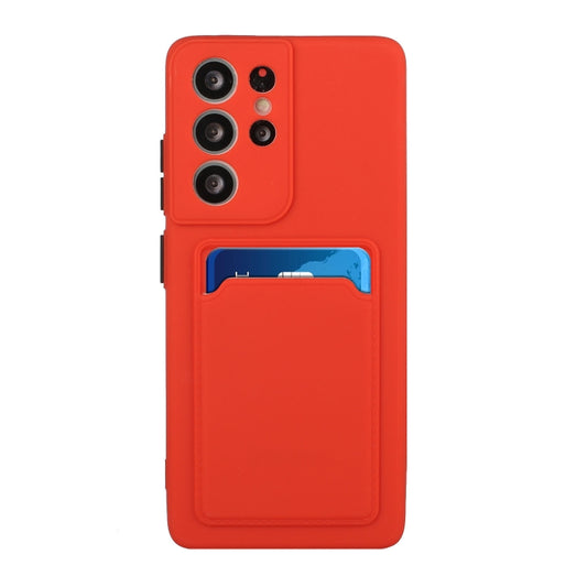 For Samsung Galaxy S21 Ultra 5G Card Slot Design Shockproof TPU Protective Case(Red) by buy2fix