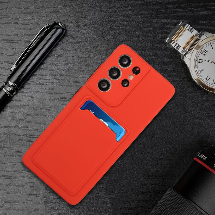 For Samsung Galaxy S21 Ultra 5G Card Slot Design Shockproof TPU Protective Case(Red) by buy2fix