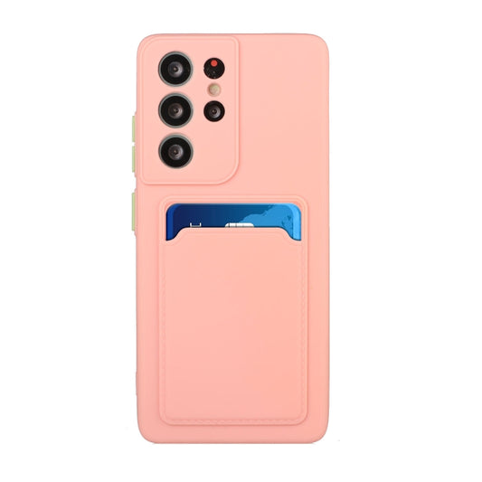 For Samsung Galaxy S21 Ultra 5G Card Slot Design Shockproof TPU Protective Case(Pink) by buy2fix