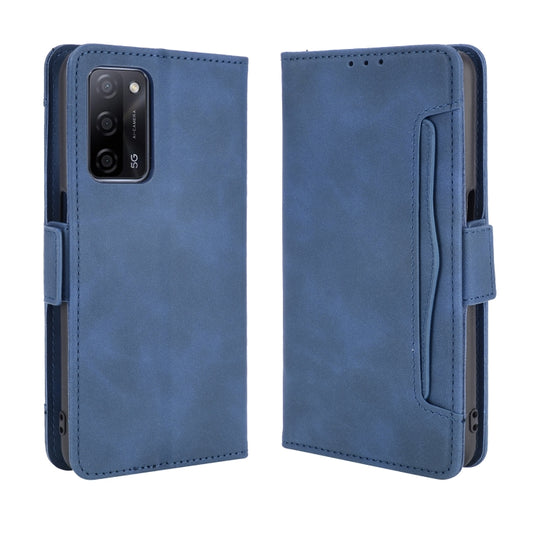 For OPPO A55 5G / A53s 5G Skin Feel Calf Pattern Horizontal Flip Leather Case with Holder & Card Slots & Photo Frame(Blue) by buy2fix
