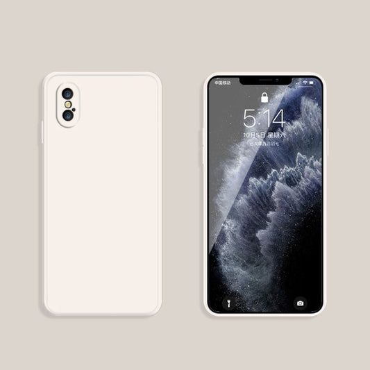 For iPhone X / XS Solid Color Imitation Liquid Silicone Straight Edge Dropproof Full Coverage Protective Case(White) by buy2fix