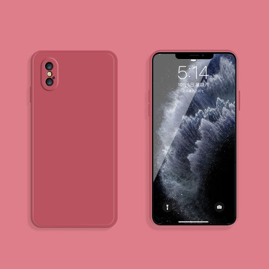 For iPhone X / XS Solid Color Imitation Liquid Silicone Straight Edge Dropproof Full Coverage Protective Case(Red) by buy2fix
