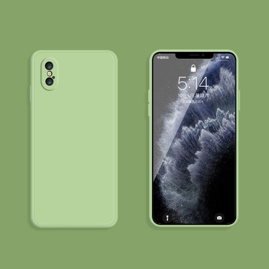 For iPhone X / XS Solid Color Imitation Liquid Silicone Straight Edge Dropproof Full Coverage Protective Case(Matcha Green) by buy2fix