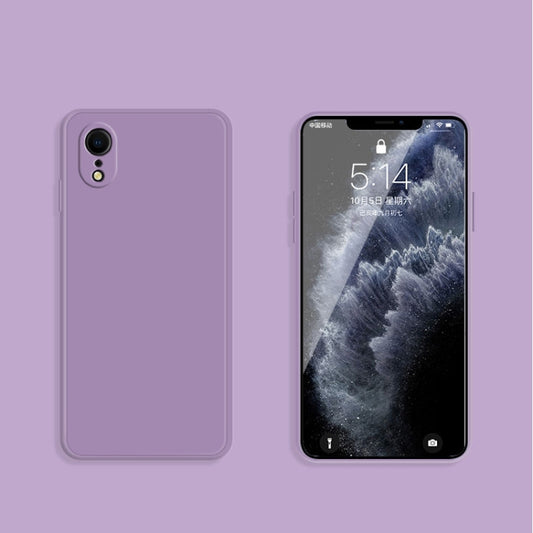 For iPhone XR Solid Color Imitation Liquid Silicone Straight Edge Dropproof Full Coverage Protective Case(Purple) by buy2fix