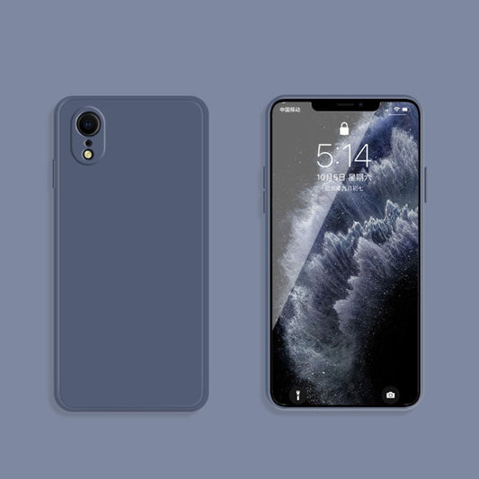 For iPhone XR Solid Color Imitation Liquid Silicone Straight Edge Dropproof Full Coverage Protective Case(Gray) by buy2fix