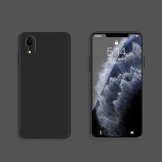 For iPhone XR Solid Color Imitation Liquid Silicone Straight Edge Dropproof Full Coverage Protective Case(Black) by buy2fix