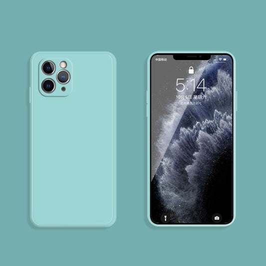 For iPhone 11 Pro Solid Color Imitation Liquid Silicone Straight Edge Dropproof Full Coverage Protective Case (Sky Blue) by buy2fix