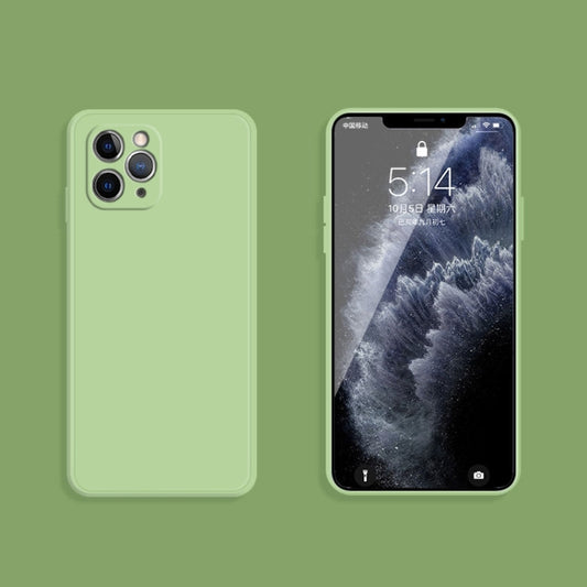 For iPhone 11 Pro Solid Color Imitation Liquid Silicone Straight Edge Dropproof Full Coverage Protective Case (Matcha Green) by buy2fix