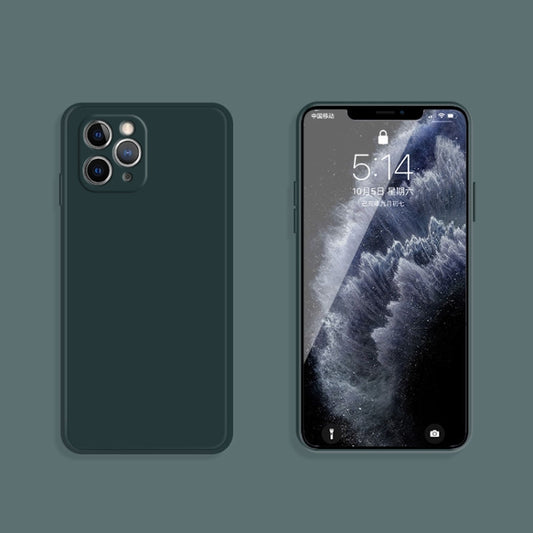 For iPhone 11 Pro Max Solid Color Imitation Liquid Silicone Straight Edge Dropproof Full Coverage Protective Case (Dark Green) by buy2fix