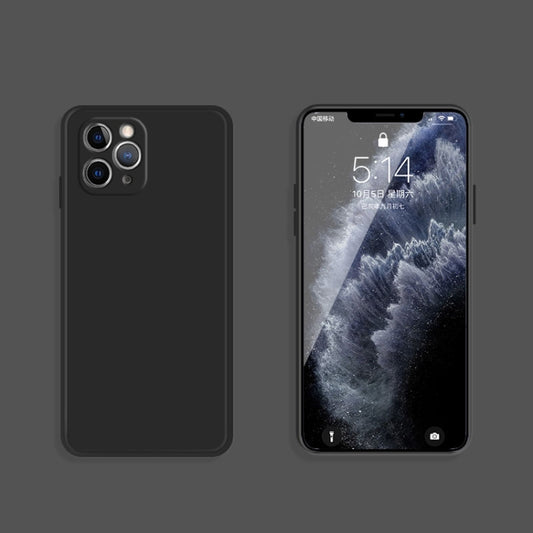 For iPhone 11 Pro Max Solid Color Imitation Liquid Silicone Straight Edge Dropproof Full Coverage Protective Case (Black) by buy2fix
