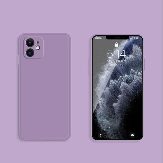 For iPhone 12 mini Solid Color Imitation Liquid Silicone Straight Edge Dropproof Full Coverage Protective Case (Purple) by buy2fix