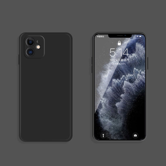 For iPhone 12 mini Solid Color Imitation Liquid Silicone Straight Edge Dropproof Full Coverage Protective Case (Black) by buy2fix