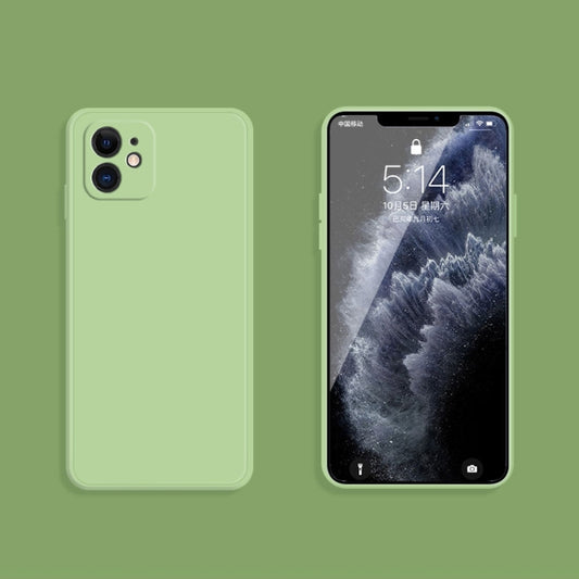 For iPhone 12 mini Solid Color Imitation Liquid Silicone Straight Edge Dropproof Full Coverage Protective Case (Matcha Green) by buy2fix