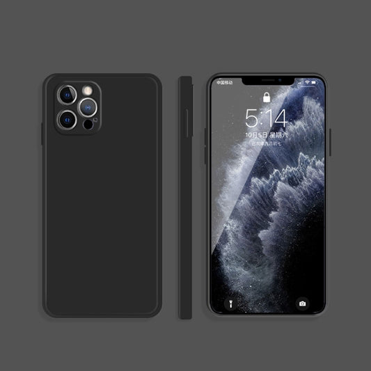 For iPhone 12 Pro Max Solid Color Imitation Liquid Silicone Straight Edge Dropproof Full Coverage Protective Case(Black) by buy2fix