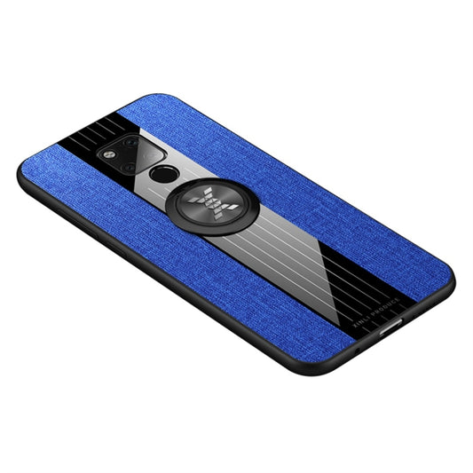 For Huawei Mate 20 X XINLI Stitching Cloth Textue Shockproof TPU Protective Case with Ring Holder(Blue) by XINLI
