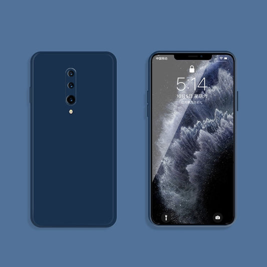 For OnePlus 7 Pro Solid Color Imitation Liquid Silicone Straight Edge Dropproof Full Coverage Protective Case(Blue) by buy2fix