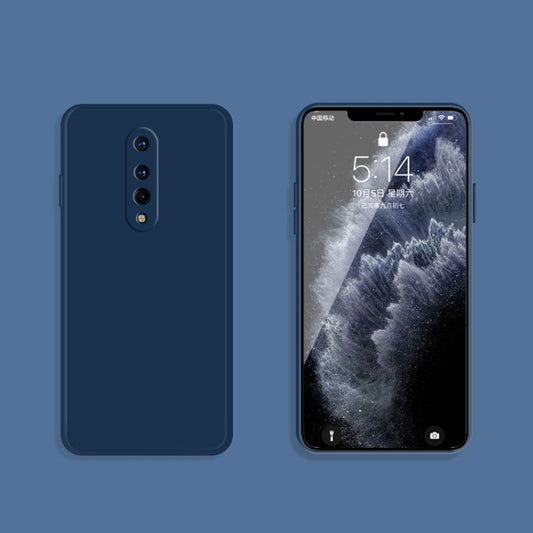 For OnePlus 8 Solid Color Imitation Liquid Silicone Straight Edge Dropproof Full Coverage Protective Case(Blue) by buy2fix