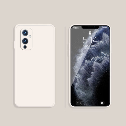 For OnePlus 9 Solid Color Imitation Liquid Silicone Straight Edge Dropproof Full Coverage Protective Case(White) by buy2fix