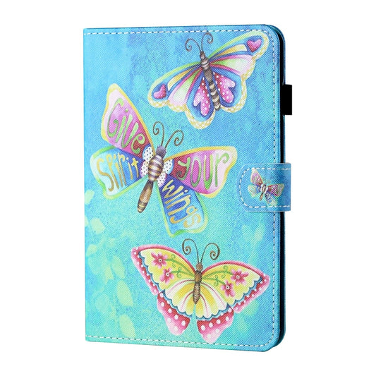 For Samsung Galaxy Tab A7 Lite 8.7 (2021) T220 Coloured Drawing Stitching Horizontal Flip Leather Case with Holder & Card Slot(Colorful Butterflies) by buy2fix