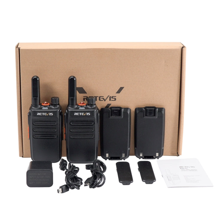1 Pair RETEVIS RB35 2W US Frequency 462.5500-462.7250MHz 16CHS FRS License-free Two Way Radio Handheld Walkie Talkie(Black) by RETEVIS