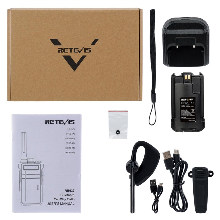 RETEVIS RB637 EU Frequency PMR446 16CHS License-free Two Way Radio Handheld Bluetooth Walkie Talkie(Black) by RETEVIS