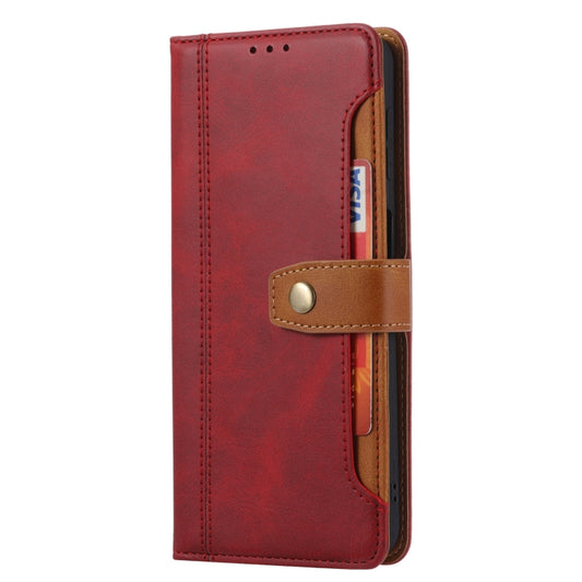 For Samsung Galaxy S21 FE Calf Texture Double Fold Clasp Horizontal Flip Leather Case with Photo Frame & Holder & Card Slots & Wallet(Red) by buy2fix