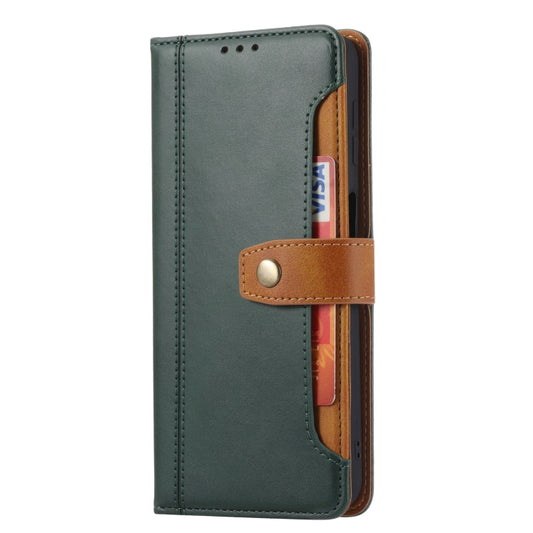 For Samsung Galaxy S21 FE Calf Texture Double Fold Clasp Horizontal Flip Leather Case with Photo Frame & Holder & Card Slots & Wallet(Green) by buy2fix