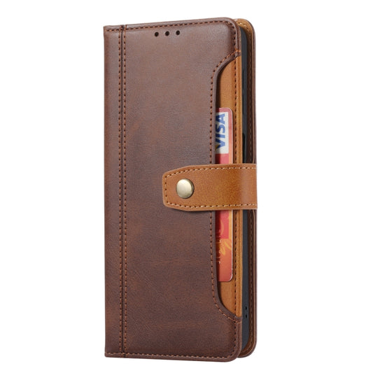 For Samsung Galaxy S21 FE Calf Texture Double Fold Clasp Horizontal Flip Leather Case with Photo Frame & Holder & Card Slots & Wallet(Brown) by buy2fix