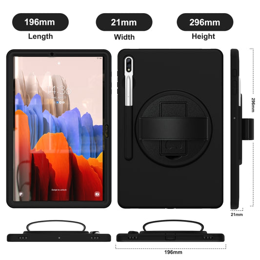 For Samsung Galaxy Tab S8+ / Tab S8 Plus / Tab S7 FE / Tab S7+ SM-T970 360 Degree Rotation PC + TPU Protective Case with Holder & Hand-strap & Pen Slot(Black) by buy2fix