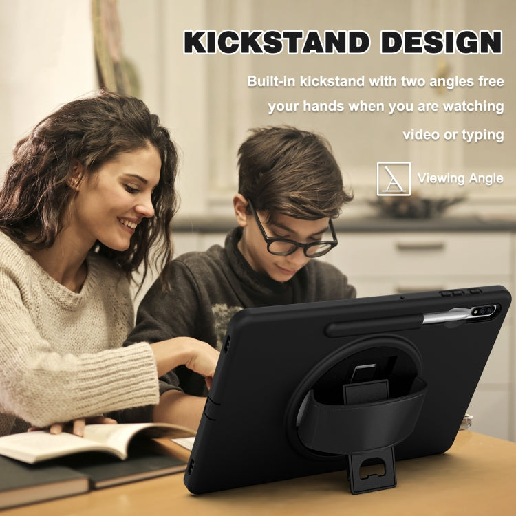 For Samsung Galaxy Tab S8+ / Tab S8 Plus / Tab S7 FE / Tab S7+ SM-T970 360 Degree Rotation PC + TPU Protective Case with Holder & Hand-strap & Pen Slot(Black) by buy2fix