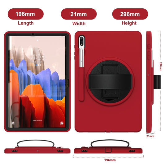 For Samsung Galaxy Tab S8+ / Tab S8 Plus / Tab S7 FE / Tab S7+ SM-T970 360 Degree Rotation PC + TPU Protective Case with Holder & Hand-strap & Pen Slot(Red) by buy2fix