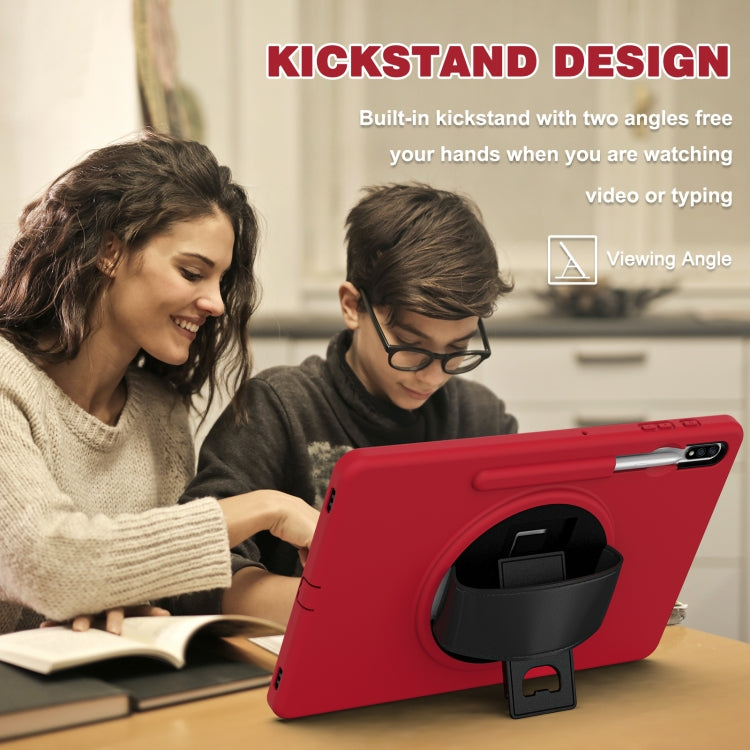 For Samsung Galaxy Tab S8+ / Tab S8 Plus / Tab S7 FE / Tab S7+ SM-T970 360 Degree Rotation PC + TPU Protective Case with Holder & Hand-strap & Pen Slot(Red) by buy2fix