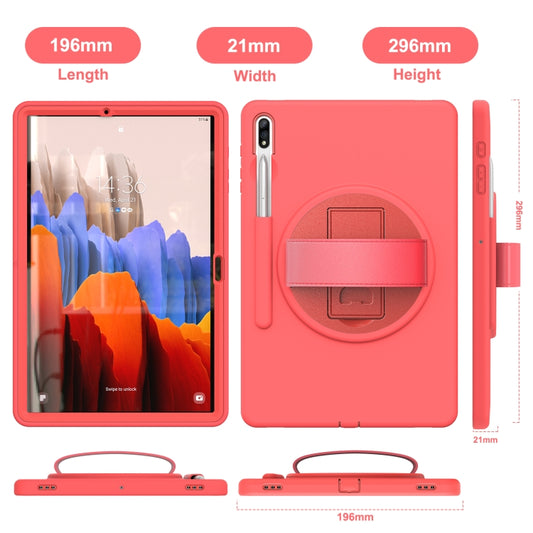 For Samsung Galaxy Tab S8+ / Tab S8 Plus / Tab S7 FE / Tab S7+ SM-T970 360 Degree Rotation PC + TPU Protective Case with Holder & Hand-strap & Pen Slot(Pink) by buy2fix