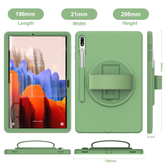 For Samsung Galaxy Tab S8+ / Tab S8 Plus / Tab S7 FE / Tab S7+ SM-T970 360 Degree Rotation PC + TPU Protective Case with Holder & Hand-strap & Pen Slot(Green) by buy2fix