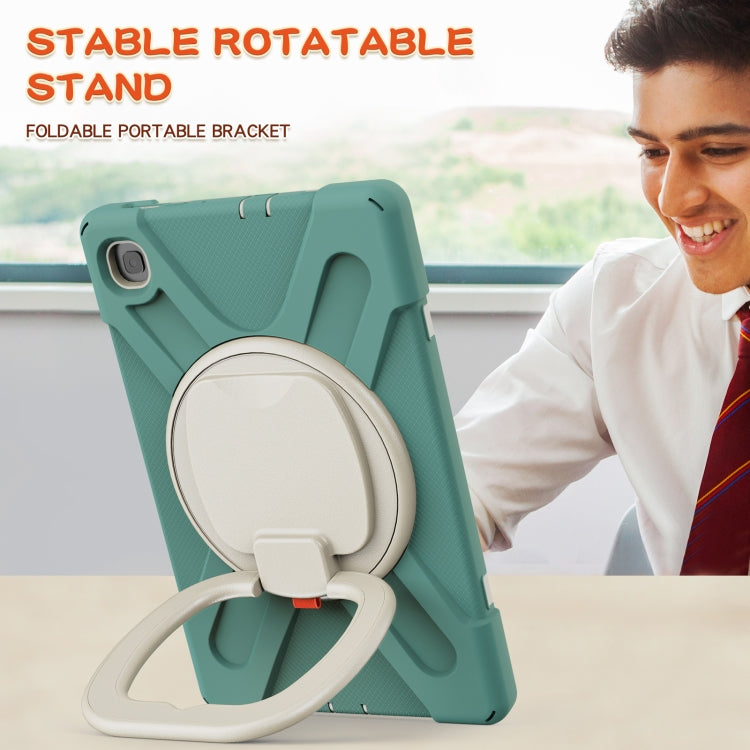 For Samsung Galaxy Tab S6 Lite P610 Silicone + PC Protective Case with Holder & Shoulder Strap(Jade Green) by buy2fix