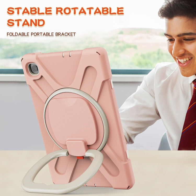 For Samsung Galaxy Tab S6 Lite P610 Silicone + PC Protective Case with Holder & Shoulder Strap(Rose Gold) by buy2fix