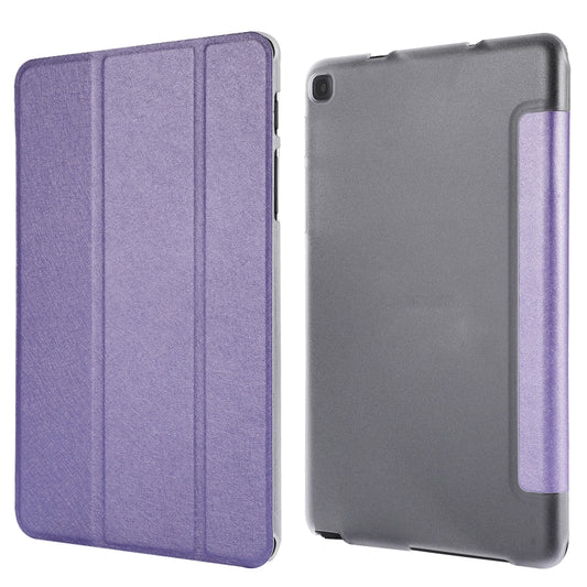 Silk Texture Three-fold Horizontal Flip Leather Case with Holder For Samsung Galaxy Tab A7 Lite 8.7 T220 / T225(Purple) by buy2fix