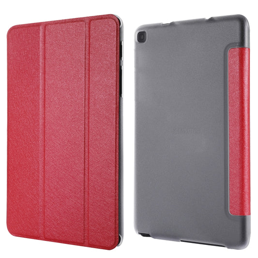 Silk Texture Three-fold Horizontal Flip Leather Case with Holder For Samsung Galaxy Tab A7 Lite 8.7 T220 / T225(Red) by buy2fix