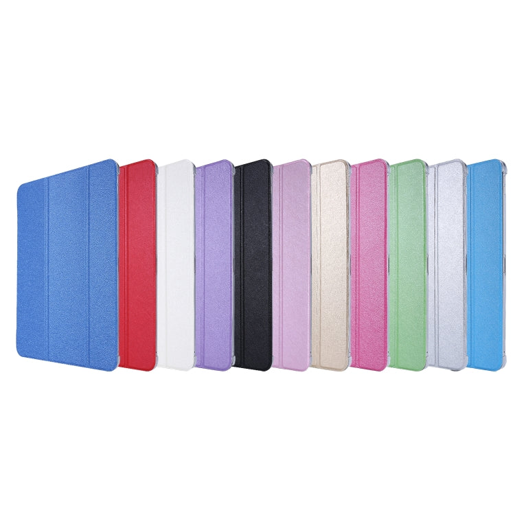 For iPad Air 13 2025 / 2024 / iPad Pro 12.9 2022 / 2021 Silk Texture Three-fold Horizontal Flip Leather Tablet Case with Holder & Pen Slot(Blue) by buy2fix